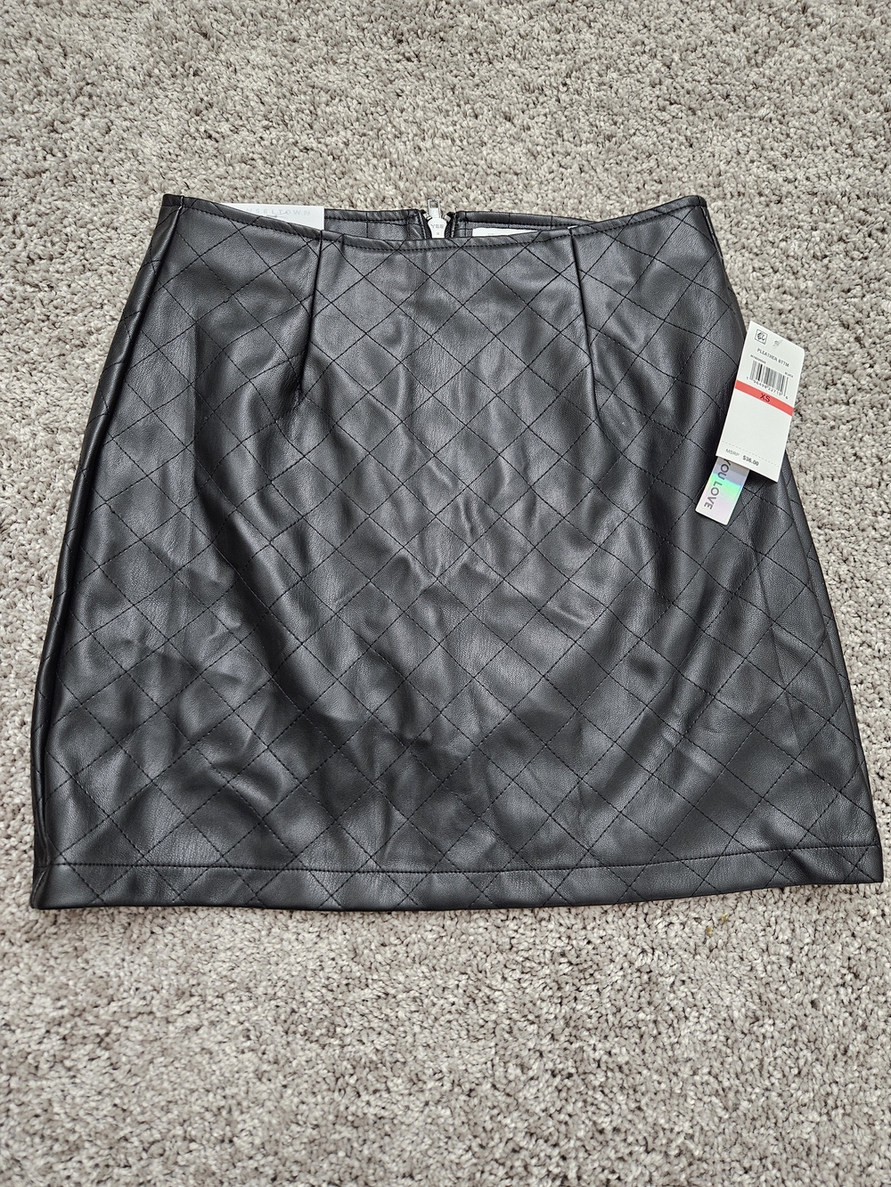 Tinseltown Black Quilted Faux Leather Mini Skirt